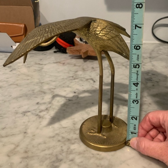Antique Solid Brass Crane Figurine - Picture 3 of 3